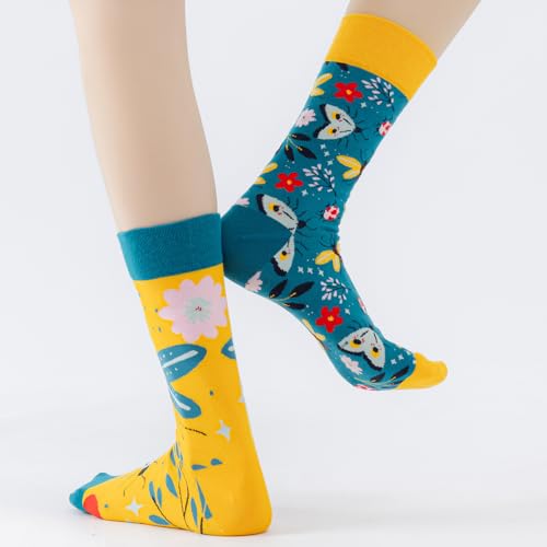 Image of 2 Pairs Cartoon Animal Crew Socks Fun Cotton Mid Calf Socks for Women