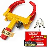 Alpenstern® Parkkralle Radkralle für Anhänger, Auto, Wohnwagen, Wohnmobil, PKW, Wegfahrsperre Autokralle Reifenkralle mit Sicherheitsschloss + 3 Schlüssel, für 17-30cm breite Reifen, 1-Hand Bedienung