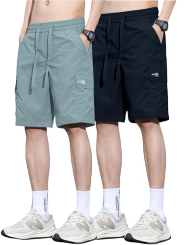 Image of TAGDO Men's Cotton Cargo Shorts with Multi Pockets | Lightweight Casual Outdoor Shorts Pant for Men | Elastic Waist Drawstring Utility Shorts for Hiking, Camping and Daily Wear (2048)