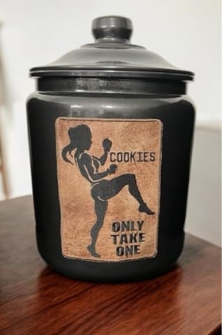 SUNDAY BUM Decorative Embroidery On Faux Leather Patches Glass Cookie Jars 2 Gallon VARIOUS DESIGNS