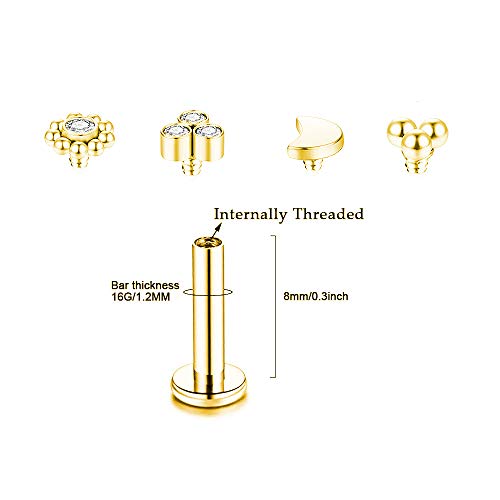 Gnoliew 16G 316L Stainless Steel Labret Monroe Lip Ring Studs Cartilage Helix Tragus Conch Daith Nose Piercing Jewelry. (A5,8Mmpost) #TOP2