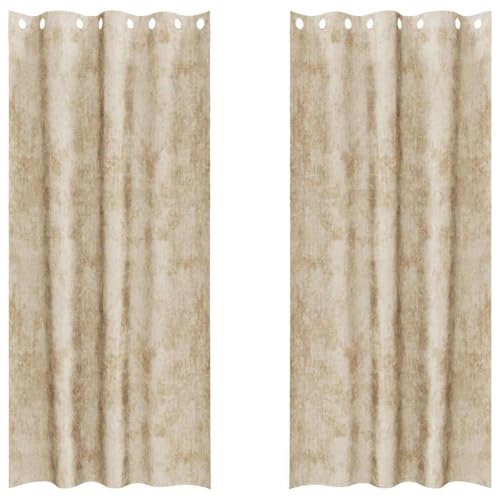 vidaXL Samtvorhänge mit Vorhängen 2 pcs Creme 245 x 140 cm Samt, Wohnzimmer, Moderne Samtvorhänge, langlebige Wärmedämmung, leicht, schick und effektiv lichtundurchlässig