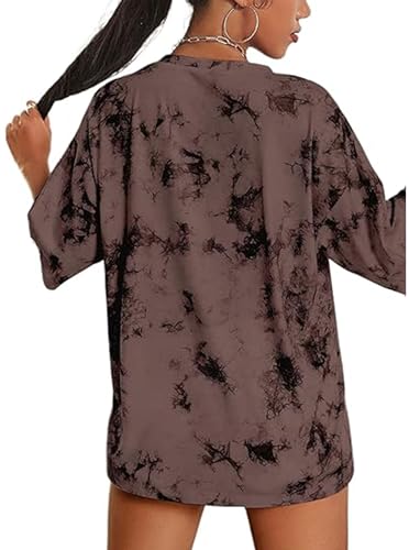 Image of Remidoo Women's Casual Oversized T Shirt Short Sleeve Graphic Tee Letter Tie Dye Shirts