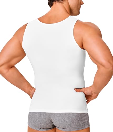 Gotoly Men Compression Shirt Shapewear Slimming Body Shaper Vest Undershirt Tummy Control Tank Top (XX-Large, White)