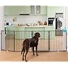 No Pawblems Free Standing Dog Gate with Door, 30” Tall Foldable Dog Fence for Indoor & Outdoor, Up to 104 Inch Extra Wide Puppy Gate for Stairs, Hallways, Doorways, Deck, Yard (Black, 4 Panels)