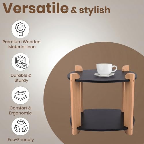 Image of Modern Square Side Table, Home Decor for Living Room, Bed Side Tables for Bed Room, stools for Home, Furniture for Home, 2-Tier White Shelves