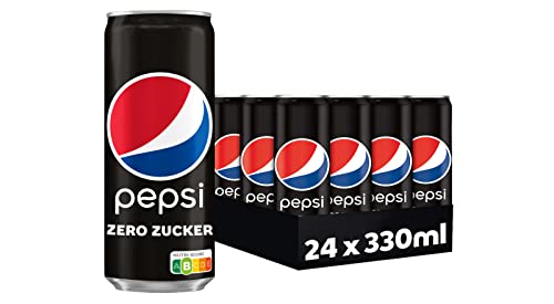 Pepsi Zero Zucker, Das zuckerfreie Erfrischungsgetränk von Pepsi ohne Kalorien, Koffeinhaltige Cola in der Dose, EINWEG Dose (24 x 0,33 l)