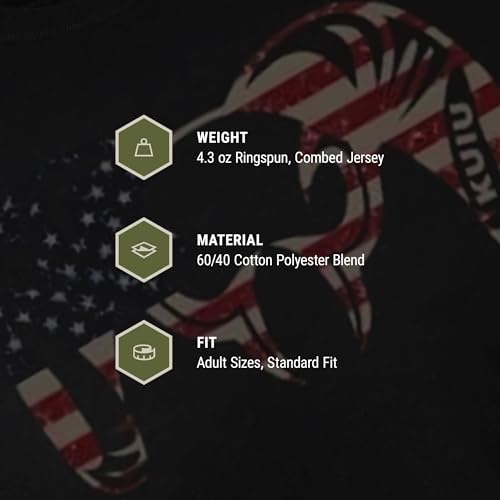 KUIU Patriotic Ram T-Shirt for Men, American Flag Ram Logo Tee, Lightweight Cotton Polyester Hunting Shirt, Soft, Durable Fit4