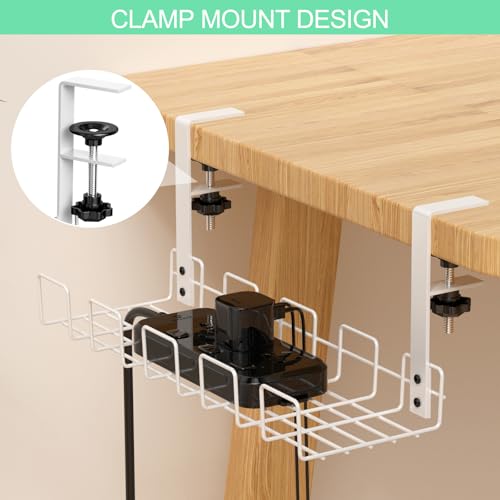 Chiluxendo Organizador Cables Escritorio, Bandeja Cables Escritorio, Recoge Cables Mesa Escritorio, Bandeja Portacables Bajo la Mesa, Bandeja de Gestión de Cables para Oficina, Hogar (Blanco) - imagen 5