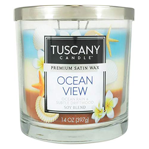 Tuscany Candle Ocean View Premium Satin Wax Candle 14Oz, Blue #TOP24