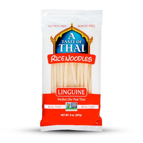 A Taste of Thai Linguine Rice Noodles | Restaurant-Quality Thai Flavor in Minutes | Vegan, Gluten-Free, Wheat Free, Non-GMO| Perfect for Stir-Fries, Soups & Asian Dishes 8 oz (Pack of 1)