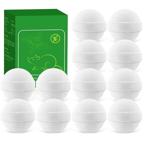 12 Pack Rats Repellent, Natural Peppermint Oil Mouse and Rats Repellent, Peppermint Balls for Mice, Roaches, Moles, Squirrels, Ants, Moths, Indoor & Outdoor Use, Safe for Pets & Kids Cover