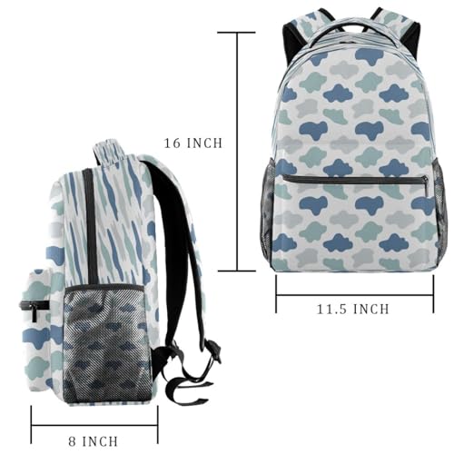 Sac à dos d'école nuage bleu pour ados et filles décontracté 29cm