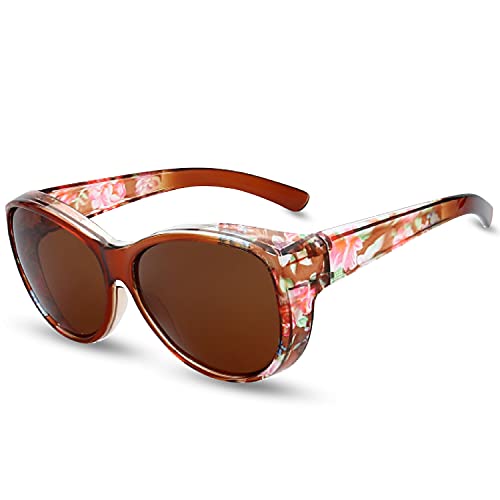 Image of The Fresh High Definition Polarized Wrap Around Shield Sunglasses for Glasses - Leather Eyeglasses Case