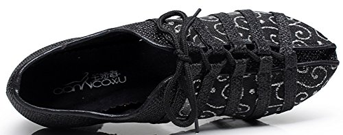 Chaussures de danse latine tango salsa cha-cha talon maille noir 36