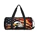 Sports Gym Bag for Women Men Travel Duffel Bag Tote Weekender Bag American Flag Fire Eagle Carry on Overnight Bag for Travel Swimming Fitness Workout Sports Duffle Bag