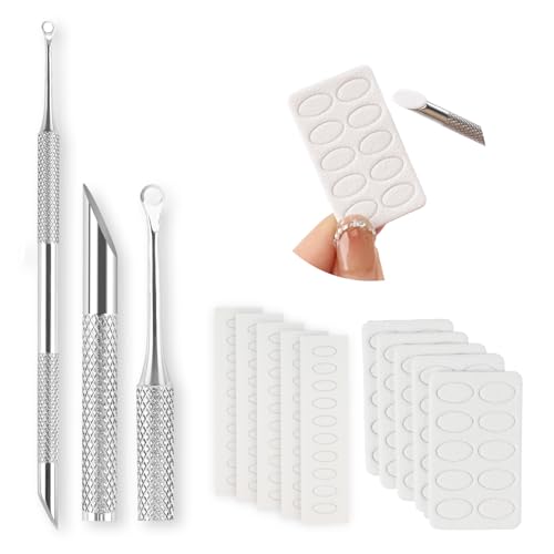 Pre-Treatment Cuticle Pusher ASTONFOG Dual Ended Cuticle Remover Russian Prep Nail Pushers 100/180 Grit Sandpaper Sheets for Fingernails Toenails Manicure Pedicure Nail Art Care Tools