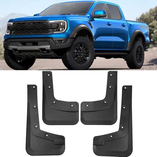 Mud Flaps Tire Splash Guards for 2024 2025 Ford Ranger Accessories Heavy Duty Front and Rear Mud Flaps fit Ranger XL, XLT, Lariat (Won't Fit Raptor)