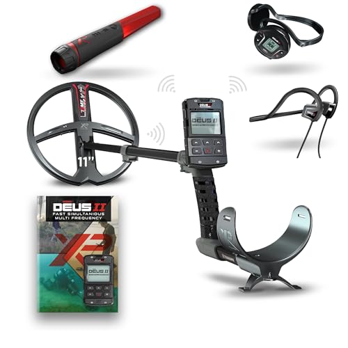 XP Metal Detectors Deus II Fast Multi Frequency with 11'' FMF Search Coil, MI-6 Pinpointer, and BH-01 Bone Conduction Headphones, Black