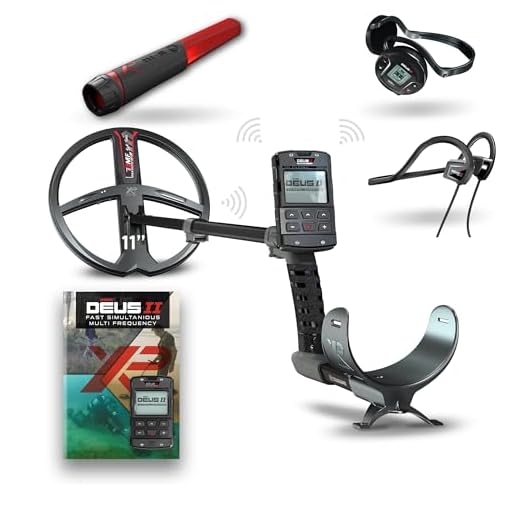 XP Metal Detectors Deus II Fast Multi Frequency with 11'' FMF Search Coil, MI-6 Pinpointer, and BH-01 Bone Conduction Headphones, Black