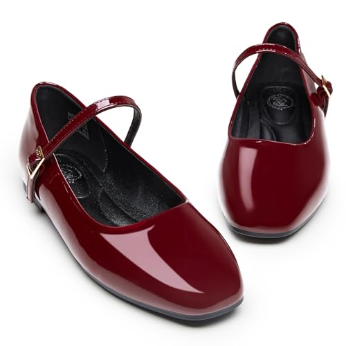 Trary Women's Flats,Mary Jane Ballet Shoes for Women,Square Toe Ankle Strap Flats for Women, Comfortable Dress Shoes.2