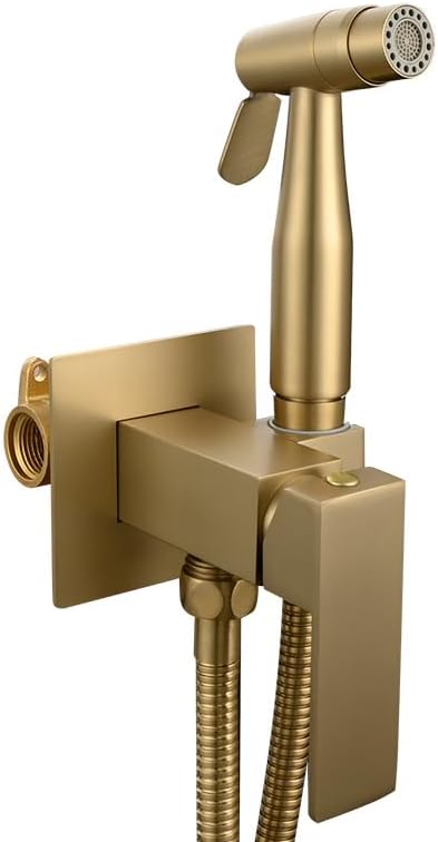 Bidet Sprayer for Toilet Tap Toilet Jet Wash Spray with Hot and Cold Water Mixer Cold As Mixed Brass Black Single Mode (Brushed Gold Dual Mode)