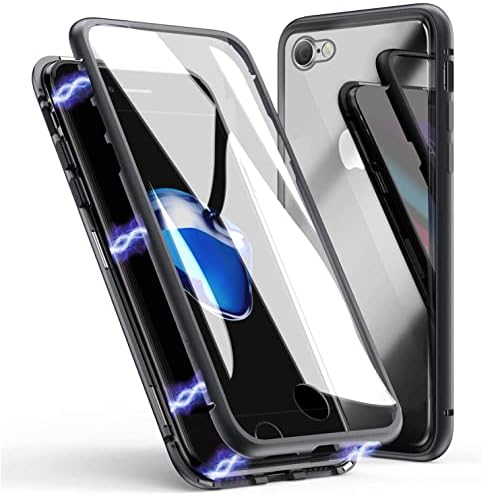 LONYAN Compatible with iPhone 11 Pro Max Case, Magnetic Adsorption Protective Hard Case Front and Back Tempered Glass Full Screen Coverage One-Piece Design Flip Cover (Midnight Green)