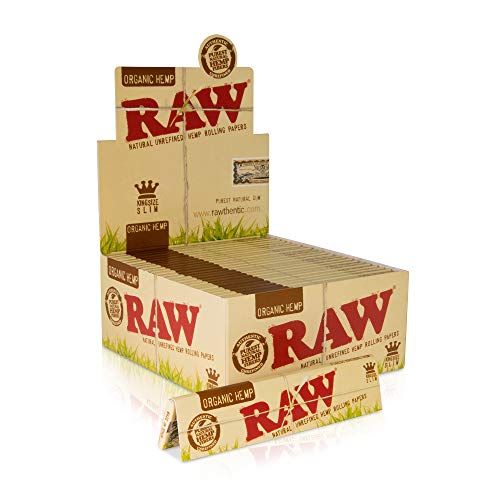 RAW King Size Slim Organic Rolling Papers | 50 Packs of 32 All Natural - Organically Produced - Pure Hemp Papers per Pack
