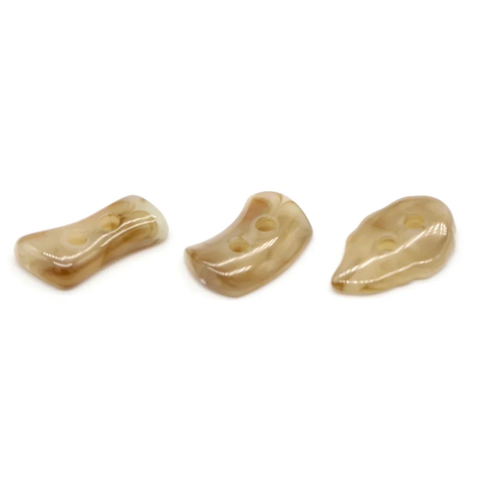 bottoni, Confezione da 12 bottoni in resina a forma di foglia a 2 fori varie dimensioni for abbigliamento(12pcs)