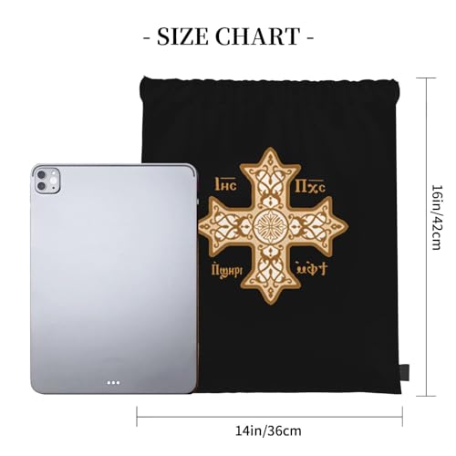 Rqwaaed Coptic Orthodox Cross White Versatile Drawstring Gym Bag Perfect Workouts Daily Essentials4