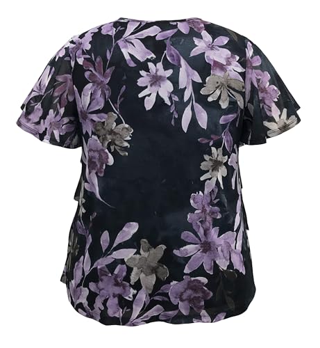 Image of LEEBE Women and Plus Size Printed Mesh Ruffle Top (Small-5X)