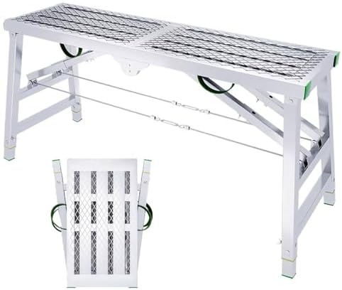 Portable Folding Scaffolding - Adjustable Height Work Platform for RV Cleaning, High Painting, and Drywall Decorating
