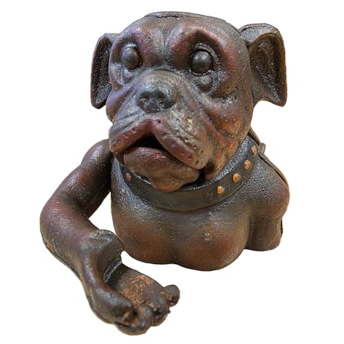 Bulldog Cast Iron Mechanical Coin Bank with Painted Antique Finish