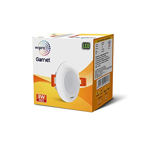 Image of Wipro Garnet 3W Led Mini Downlight for Home & Cabinet| Red|Compact Design with 120 Beam Angle|Recessed Down Light for False Ceiling|Cutout-2.3 Inch|Pack of 6