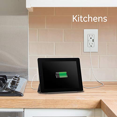 Ge Ultrapro Dual Usb Outlet, 2 Pack, Wall Receptacle, Tamper Resistant, Changeable Faceplates, 24 Watts, Perfect For Iphone, Ipad, And Samsung, Wallplate Not Included, White/Light Almond/Brown, 49033 #TOP5