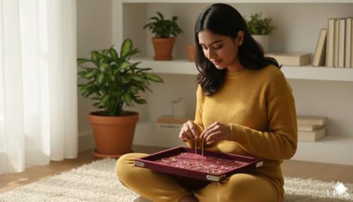 Image of Premium WINE Velvet Jewellery Display & Beading Tray | 12 x 9 Inch Organizer Tray for Necklaces, Bracelets, Cosmetics & Craft Storage | Soft Velvet Finish, Durable & (Pack of 1) WINE