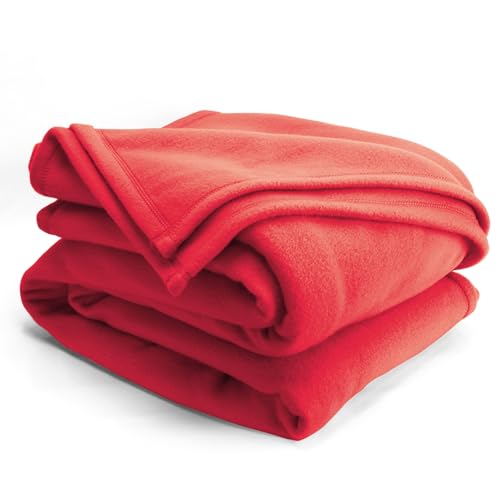 Linnea Couverture Polaire 240x260 cm Isba Fraise 100% Polyester 320 g/m2 traité Non-feu