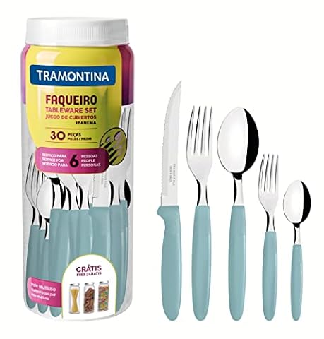 Tramontina 23398-288 IPANEMA sztućce ze stali nierdzewnej, jasnoniebieski, 30-częściowy