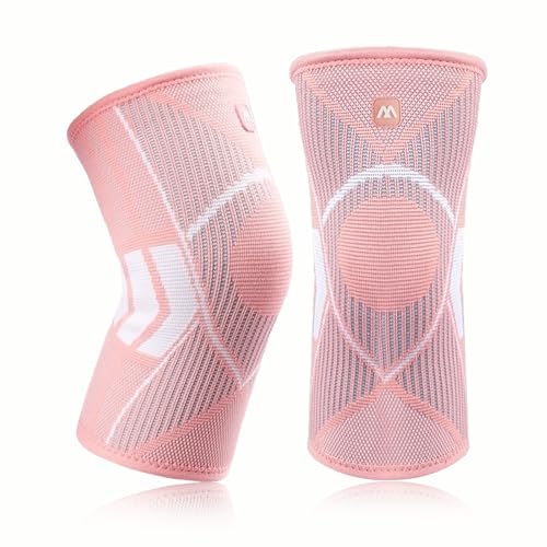 BNPHSIN 2 Pack Knee Support Brace for Women Knee Compression Sleeves for Knee Pain Knee Support for Arthritis Running Work Out Gym Hiking Sports Ligament Injury Meniscus Tear(Pink M)