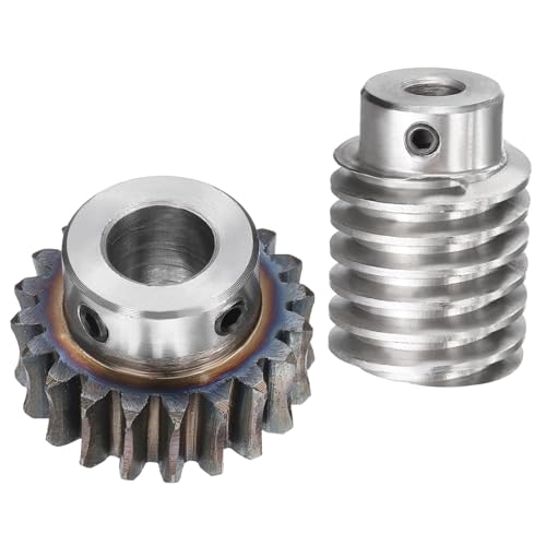 uxcell #45 Steel Worm Gear Set 20T 1.5 Module 20:1 Reduction Rate, Right Rotation Drive Gear Box Wheel Reduce Transmission Part (Gear-12mm Bore 33 mm OD, Rod 8mm Bore)
