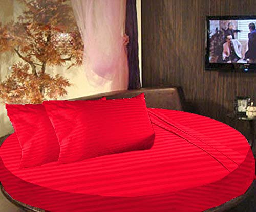 Coton égyptien 600 fils parure de lit 6 pièces rouge luxe pour matelas rond de 203 cm