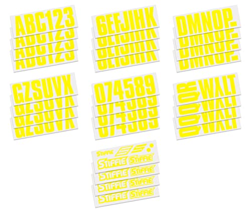 Image of Stiffie UNILINE 3 inch Alpha-Numeric Registration Identification Numbers Stickers Decals for Boats & Personal Watercraft (Yellow Crush Super Sticky)
