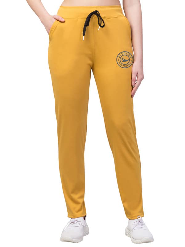 Image of BLUECON Women's Plain Solid Regular Fit Straight Leg Open Bottom Polyester Track Pant /Plazo Pant with Brand Logo