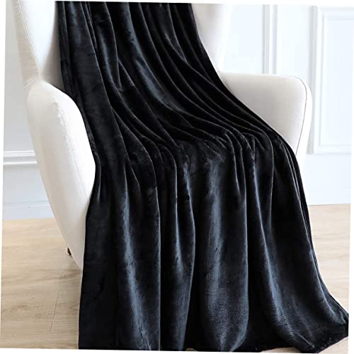 Couverture moelleuse et peau agréable plaid noir uni en polyester