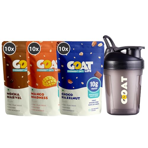 Image of GOAT Life Overnight Oats 2.07kg with Sipper Bottle | Pack of 30