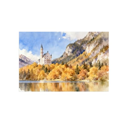Cuadros paisajísticos con impresión en lienzo de montaña, árboles y lago 20x30cm
