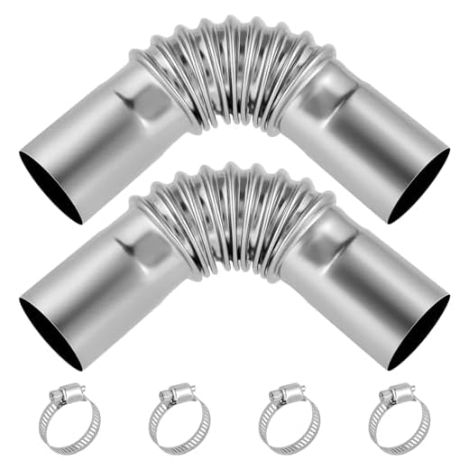 URAQT 25 mm Tubo de escape de acero inoxidable, 2 Pcs Manguera de Ventilación de Gas con 4 abrazaderas de manguera de acero inoxidable, para calefacción de estacionamiento, calefacción diésel