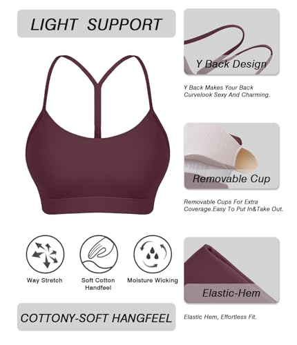 Image of Sports Bra for Women Low Impact Racerback Workout Bras Sexy Thin Straps Yoga Sport Bras with Removable Pads