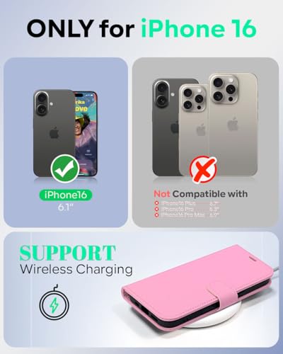 OCASE for iPhone 16 Case, PU Leather Wallet, Magnetic Flip Folio Cover with RFID Blocking, Card Holders, Shockproof TPU - Image 2