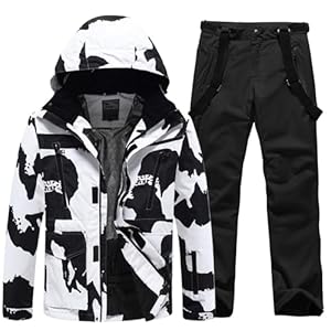 HOTIAN Herren Schneeanzug Herren Ski Jacke und Hosen Set Winter Warme Schnee Skifahren Sätzefür Wandern Klettern Isoliertes Snowboarden NN+BK XL